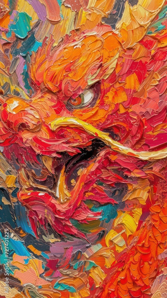 oil painting of Close-up of Chinese Dragon Chinese Spring Festival