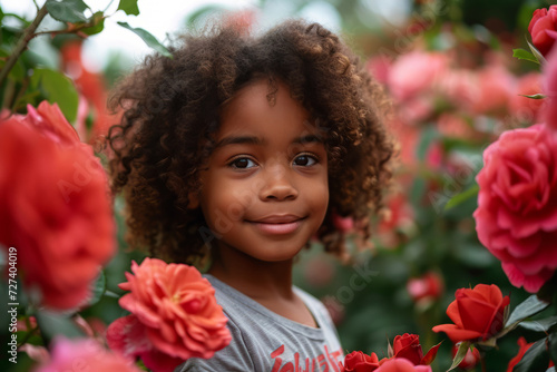 portrait of a child in the roses garden