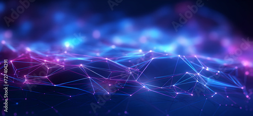 3d rendering of abstract technology background with connecting dots and lines. Network concept, Abstract digital background, Fluid Network Lights photo