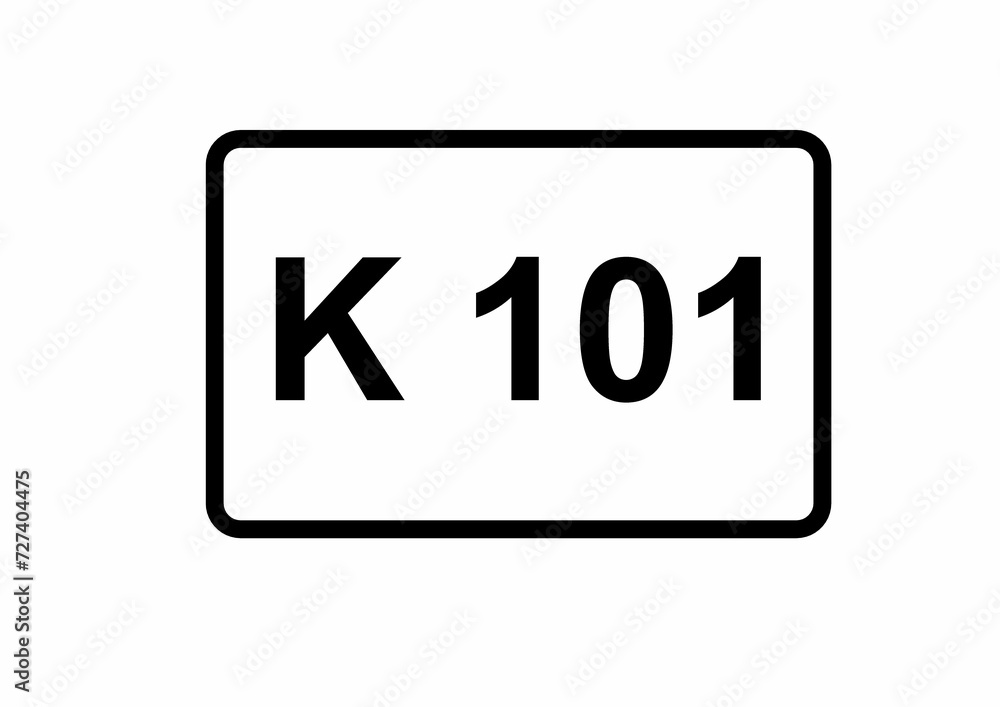 Illustration eines Kreisstraßenschildes der K 101 in Deutschland Illustration eines Kreisstraßenschildes der K 101 in Deutschland