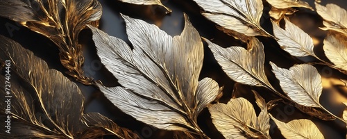 Wallpaper Mural there are many gold leaves on a black background Torontodigital.ca