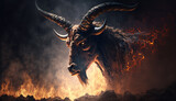 Buffalo fire illustration background image Ai generated art
