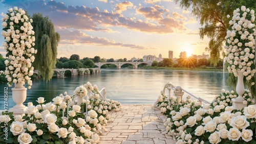 Romantic Wedding Archway Overlooking the Lake