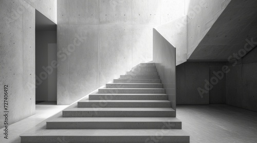 Minimalistic architectural detail â€“ a concrete staircase, with its sleek, u...