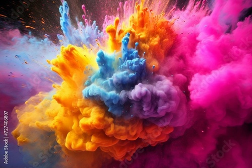 Vibrant color explosion with realistic paint powder. Generative AI