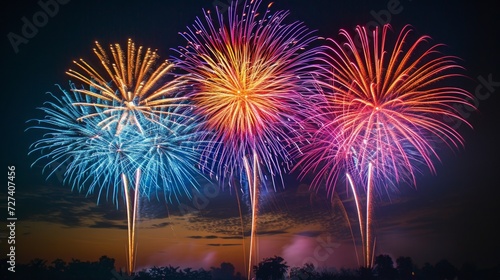 An explosion of colorful fireworks against a dark sky  marking a spectacular birthday finale.