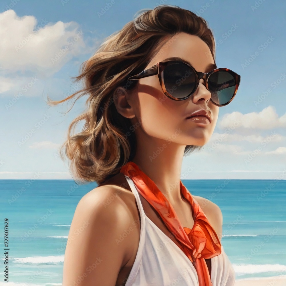 woman in sunglasses on the beach woman in sunglasses on the beach