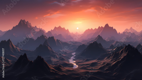 Stunning mountains  panoramic peaks PPT background