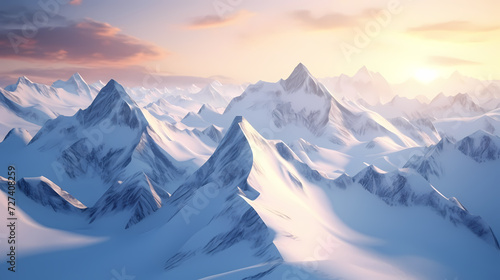 Stunning mountains, panoramic peaks PPT background