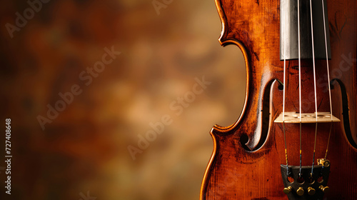 harmony of musical instruments, focusing on the elegant curves of a violin  photo