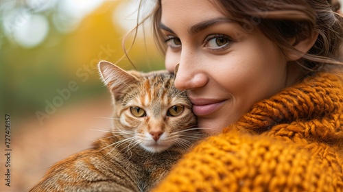 Woman Holding a Cat in Her Arms
