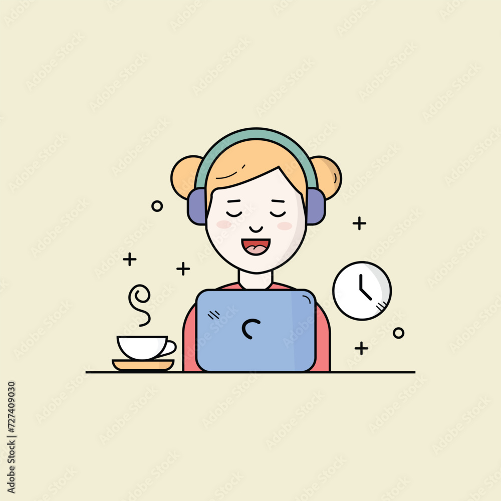 Modern Woman Working on Laptop Vector Illustration: Laptop User Female Vector for Productivity Scenes, Digital Work Lifestyle Vector with Woman and Laptop. Modern Woman Working on Laptop Vector Illustration: Laptop User Female Vector for Productivity Scenes, Digital Work Lifestyle Vector with Woman and Laptop.