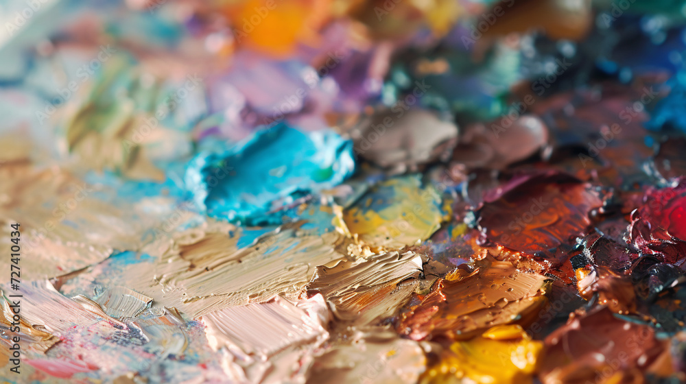 the tactile allure of an artist's palette, adorned with an array of vibrant paints the tactile allure of an artist's palette, adorned with an array of vibrant paints