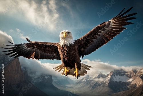 Breathtaking view of a majestic eagle soaring through the sky. © Naveen