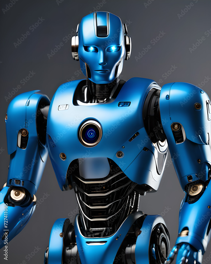 Blue Robot, Futuristic Machine Blue Robot, Futuristic Machine