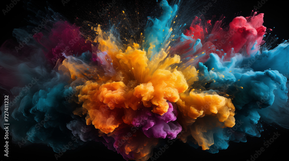 Energetic Abstract Paint Cloud Explosion