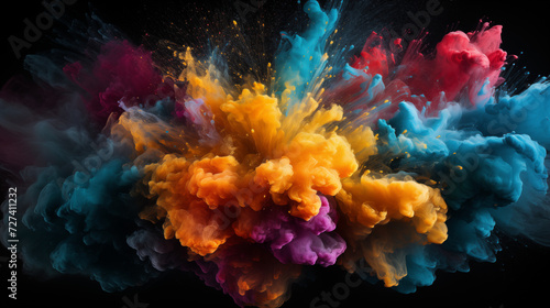 Energetic Abstract Paint Cloud Explosion
