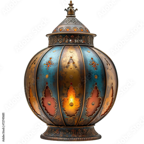 antique arabic lamp isolated on transparent background ,arabic lantern png ,generative ai