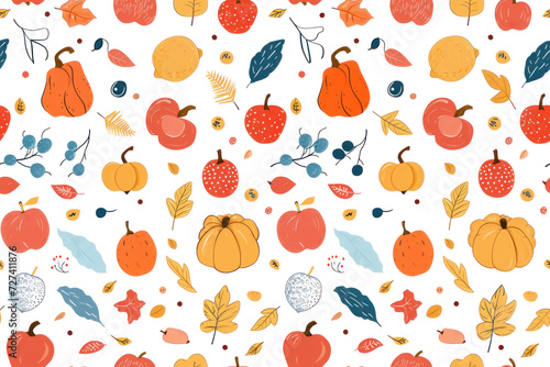 Pastel Autumn Seamless Pattern Backdrop