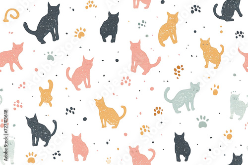 Seamless Pastel Cat and Dog Pattern Wallpaper