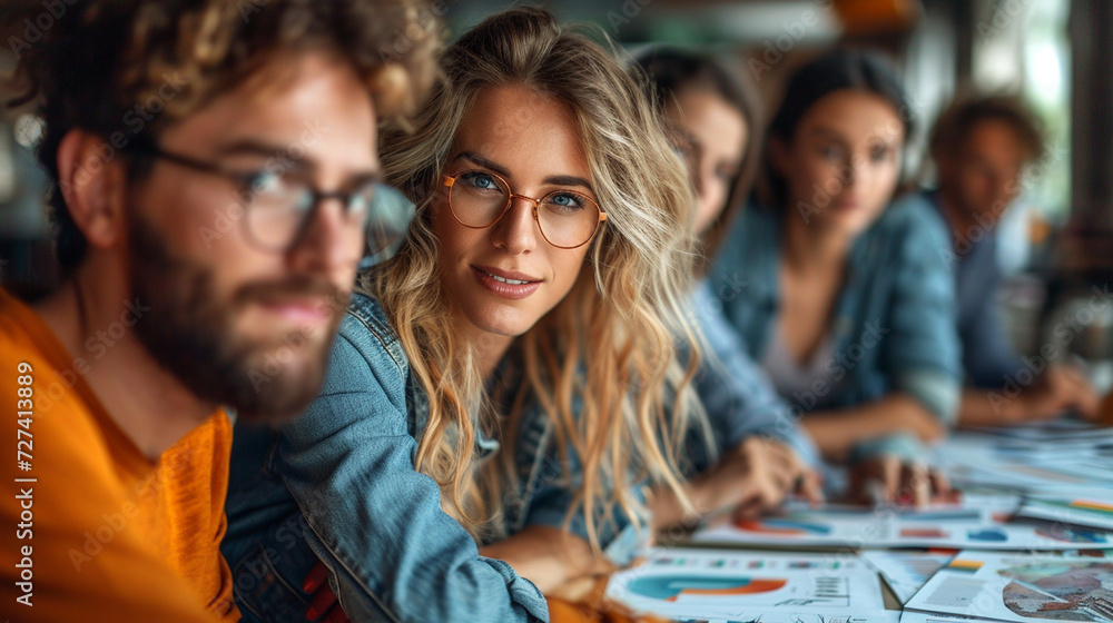 Businesswoman in business meeting, office mood