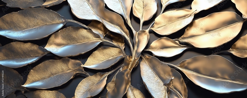 there is a close up of a metal sculpture of leaves