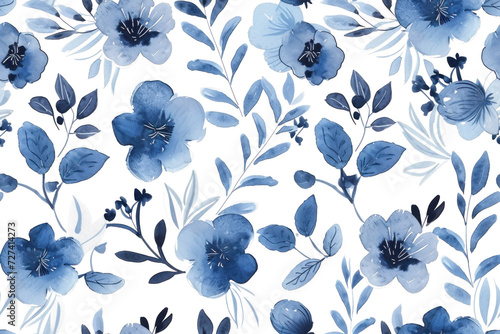 Seamless Floral Pattern on Transparent Background