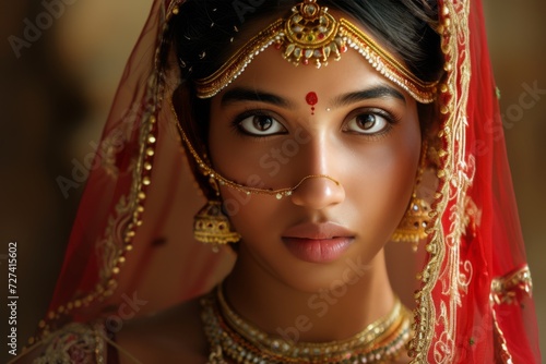 Beautiful young Indian woman, girl in traditional clothes and culture, bride