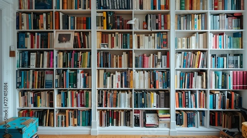 Brighton, England White wooden bookcase filled with books