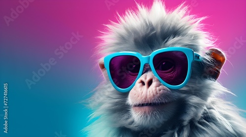Little cute monkey. Creative wallpaper. Modern concept.  © Milosc