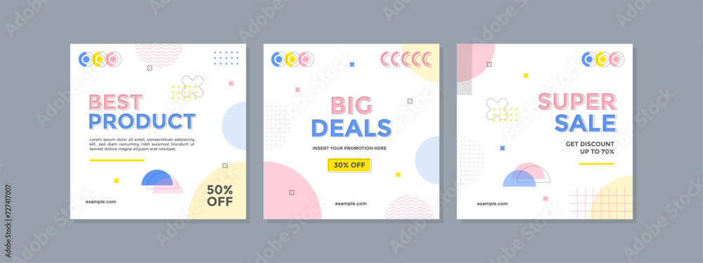 Sale square banner template for social media posts, mobile apps, banners design, web or internet ads. Trendy geometric abstract square template.