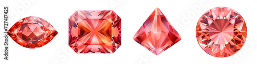 Padparadscha Sapphire clipart collection, vector, icons isolated on transparent background