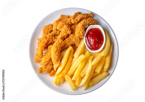 Homemade Crispy Chicken Tenders and French Fries