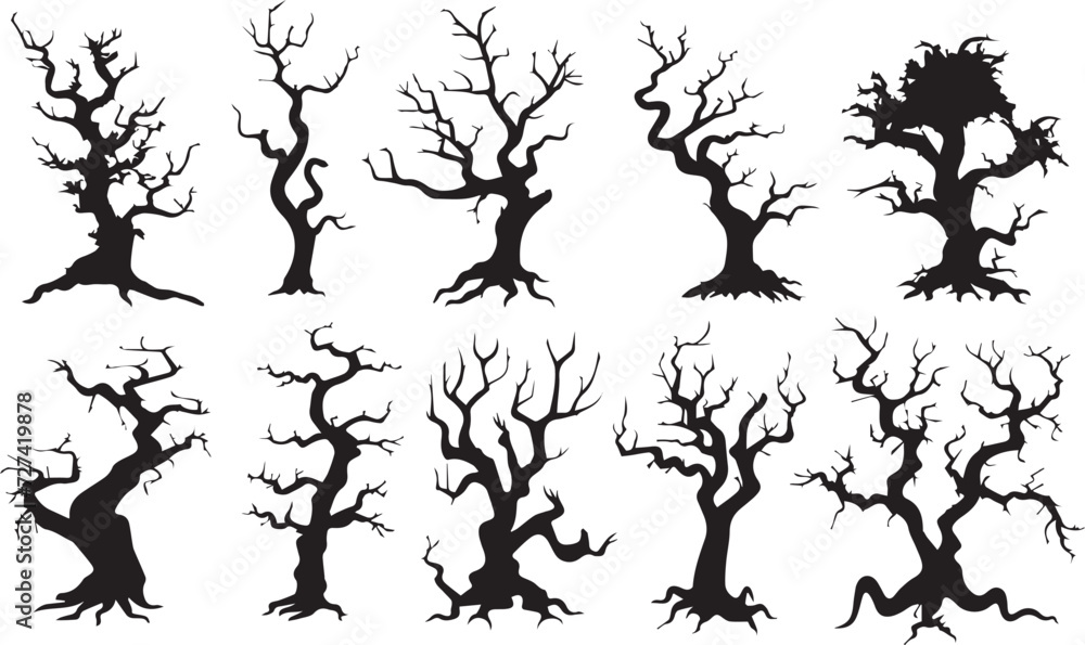 Set Trees. Hand drawn vector illustration