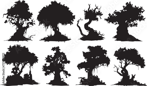 Set Trees. Hand drawn vector illustration