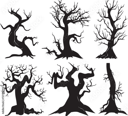 Set Trees. Hand drawn vector illustration