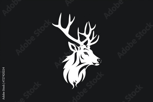 A majestic white deer stands tall, adorned with intricate antlers, its presence captivating and ethereal in this stunning hand-drawn illustration © ChaoticMind