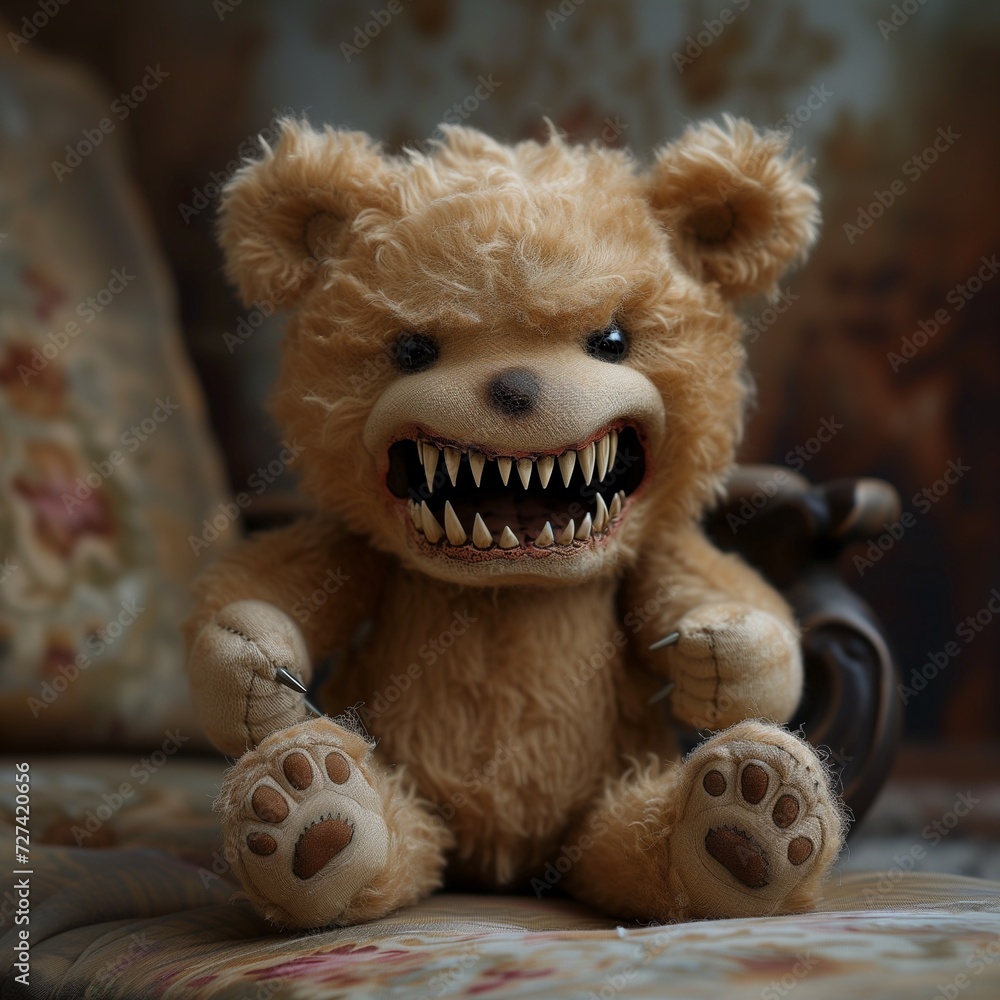 evil Teddie bear with scary teeth evil Teddie bear with scary teeth