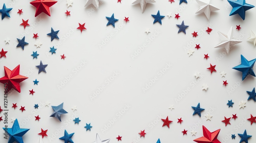presidents day decoration on a white surface, center is empty presidents day decoration on a white surface, center is empty