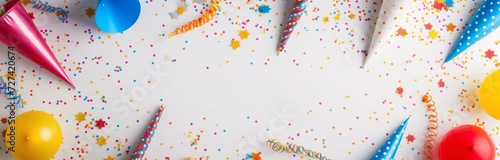 confetti and balloons and ribbons for a background