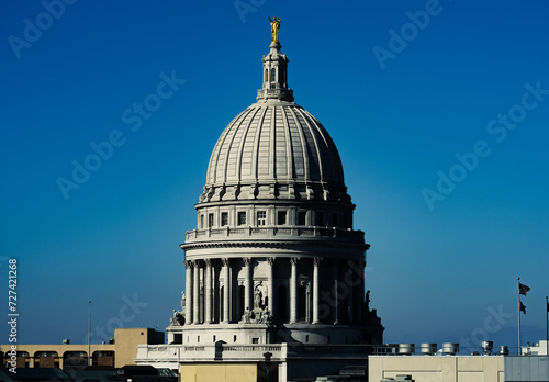 Wisconson State Capitol building concerning politics, law, and justice. 