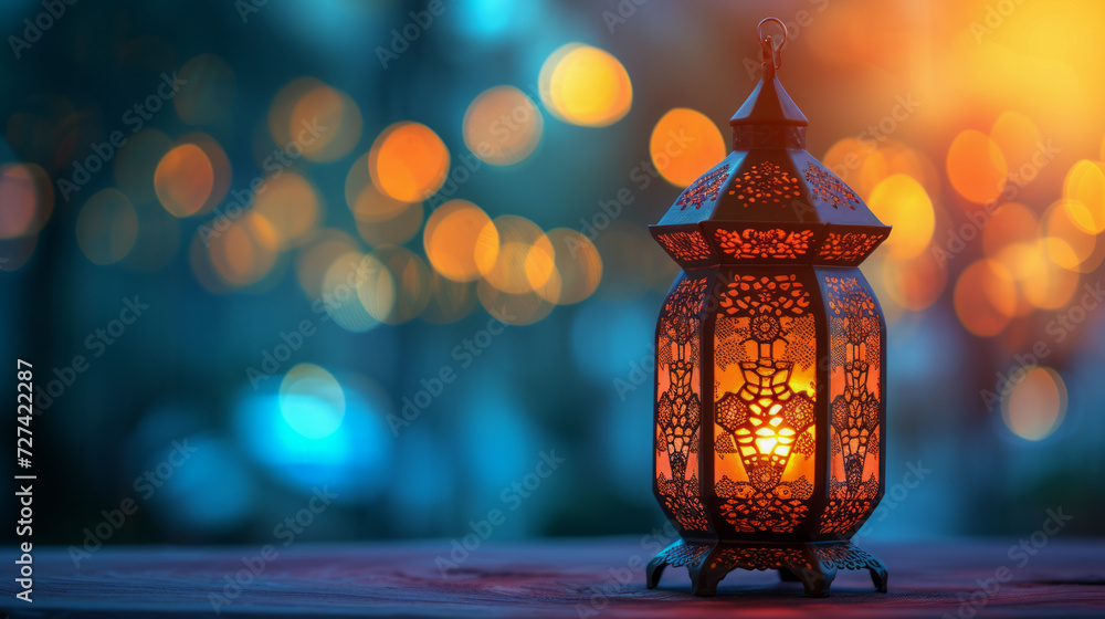 Arabic lantern of ramadan celebration against the bokeh background Arabic lantern of ramadan celebration against the bokeh background