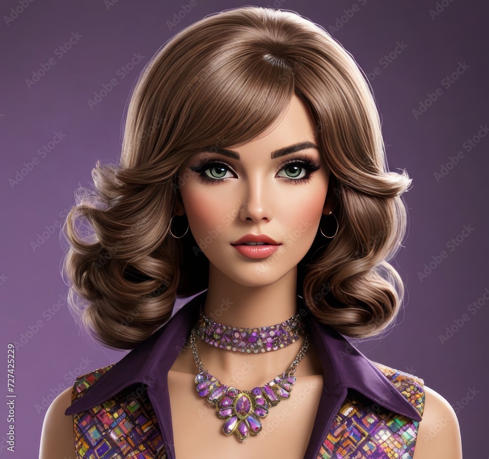 Fototapeta premium Dazzling Disco Dreams: Model Blossoms in '70s Chic