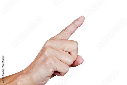 Close up of mature female hand pointing a finger