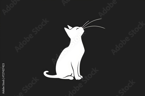 A regal feline, adorned in pristine white fur, exudes an air of curiosity and grace as it raises its delicate nose towards the sky