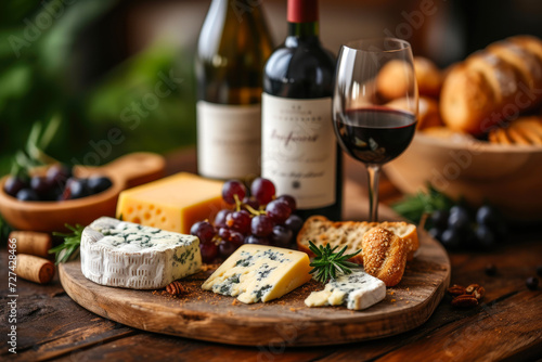Cheese Selection with Red Wine Pour