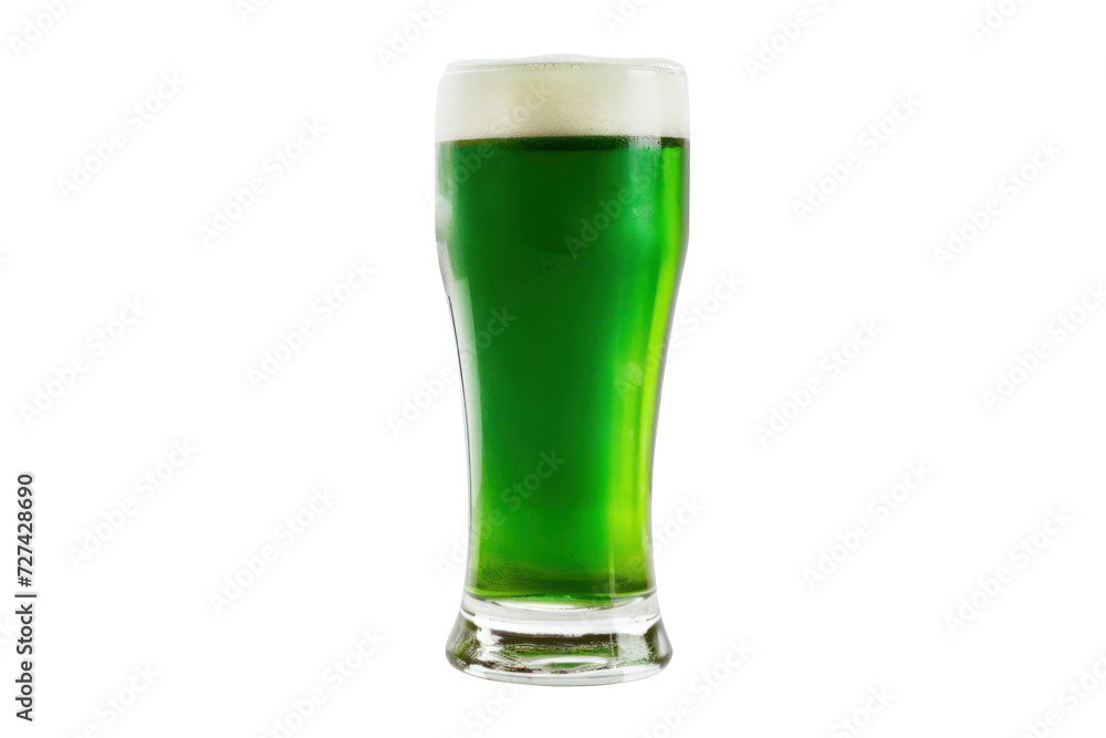 A glass of cold green beer, cut out - stock png. A glass of cold green beer, cut out - stock png.