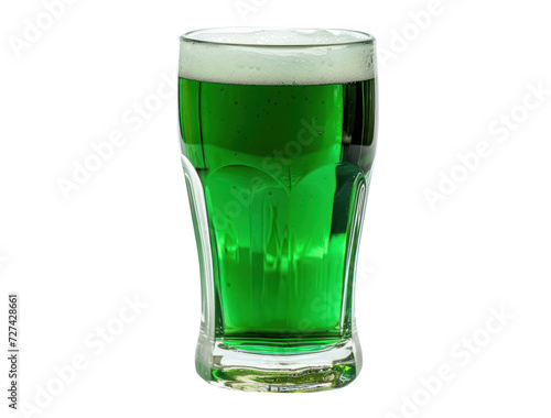 A glass of cold green beer, cut out - stock png.