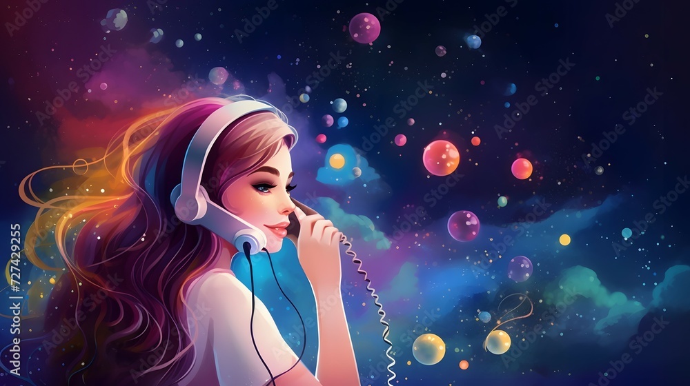 answering service, Can the answering service handle multiple calls at once, fantasy with, illustration design, glitter, twinkle, fantasy background, bright atmosphere, bright mood,