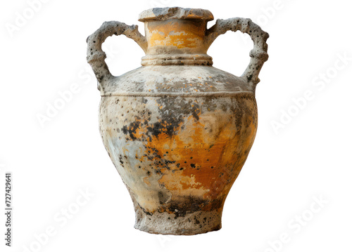 Ancient amorphous vase on a transparent background